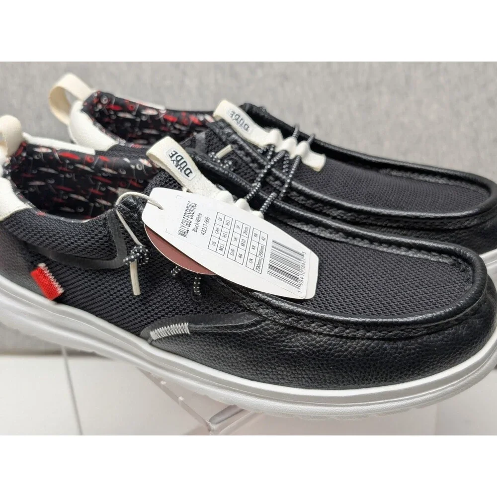 HEY DUDE Wally Golf Essentials Mens Size 11 Black White Slip On Shoes 43217-066